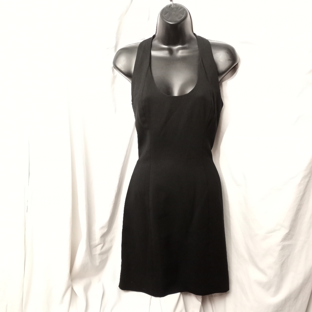 NICOLE MILLER Black Halter Dress w/Chain Link Back